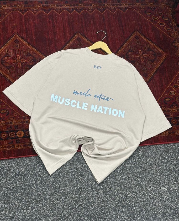 تیشرت باکسی دونخ پنبه گرم بالا طرح Muscle
